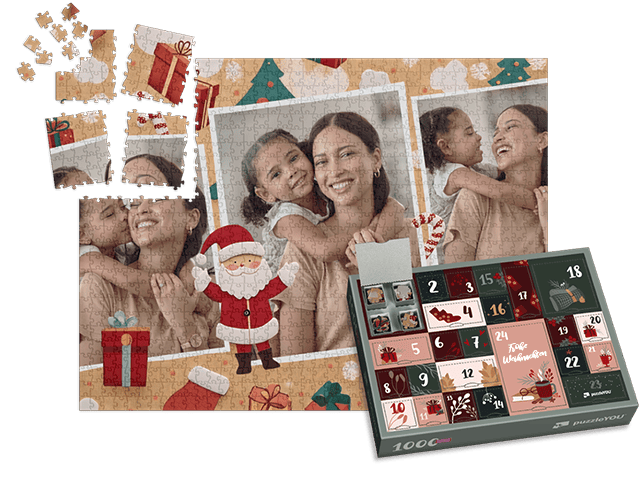 Puzzle-Adventskalender mit Türchen für Kinder