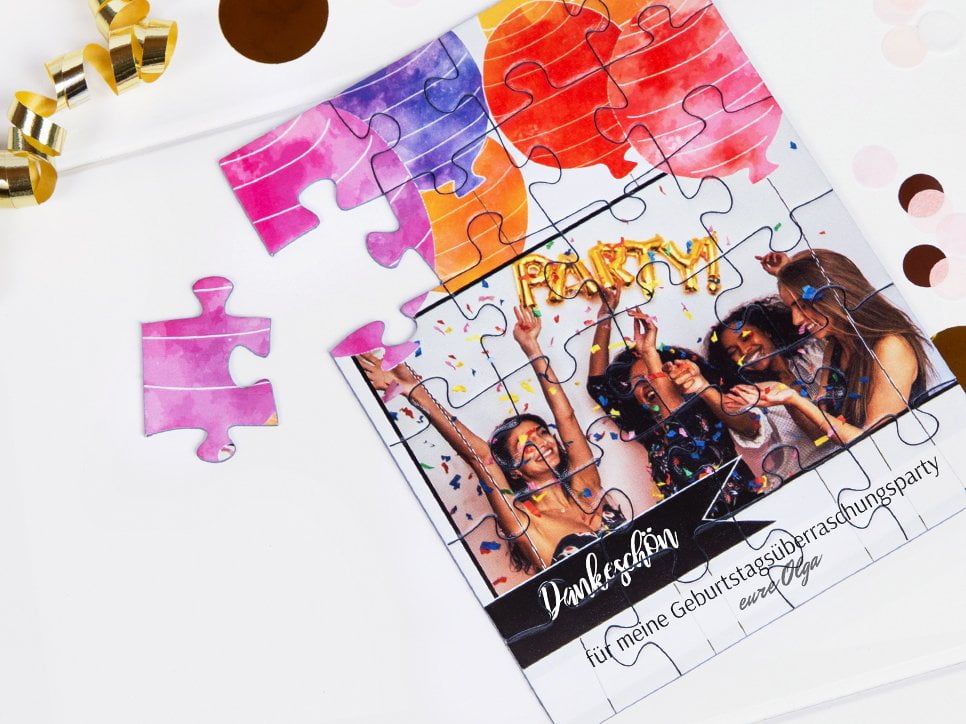 Dankeskarten zum Geburtstag als Puzzle