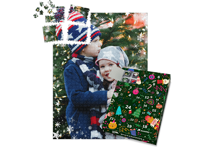 Puzzle-Adventskalender mit Türchen für Kinder