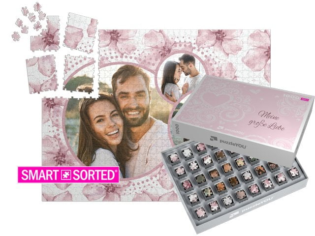 Überraschungspuzzle zum Valentinstag - Geschenkschachtel Pure Love (rose)